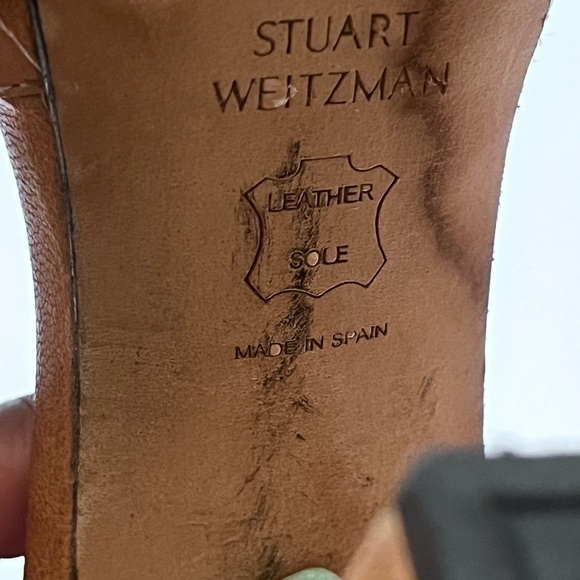 Stuart Weitzman Ankle Strap Platform Shoes Sz 7.5 Brown Leather Block Heels - Picture 7 of 8